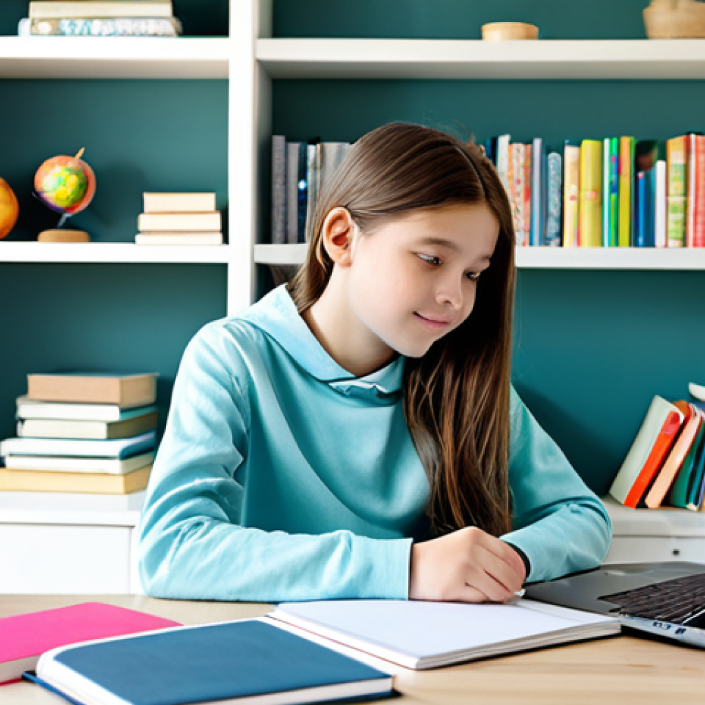 홈스쿨링의 사회적 인식 변화 - Modern Home Schooling Setup**
"A bright and inviting home study area. A young student, fully clothe...