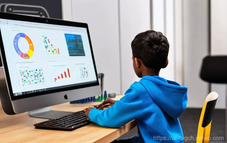 온라인 자료를 활용한 홈스쿨링 전략 - **Prompt 2: Engaging Interactive Learning**
    "A vibrant and cheerful image of an 8-year-old boy, ...