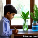 다양한 학습 도구를 활용한 홈스쿨링 - A cozy, well-lit homeschooling room in a traditional Pakistani household, with a calm atmosphere and...